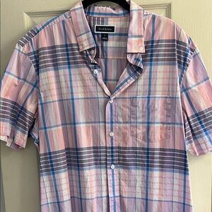 Club Room Men's Pink and Blue Plaid Shirt